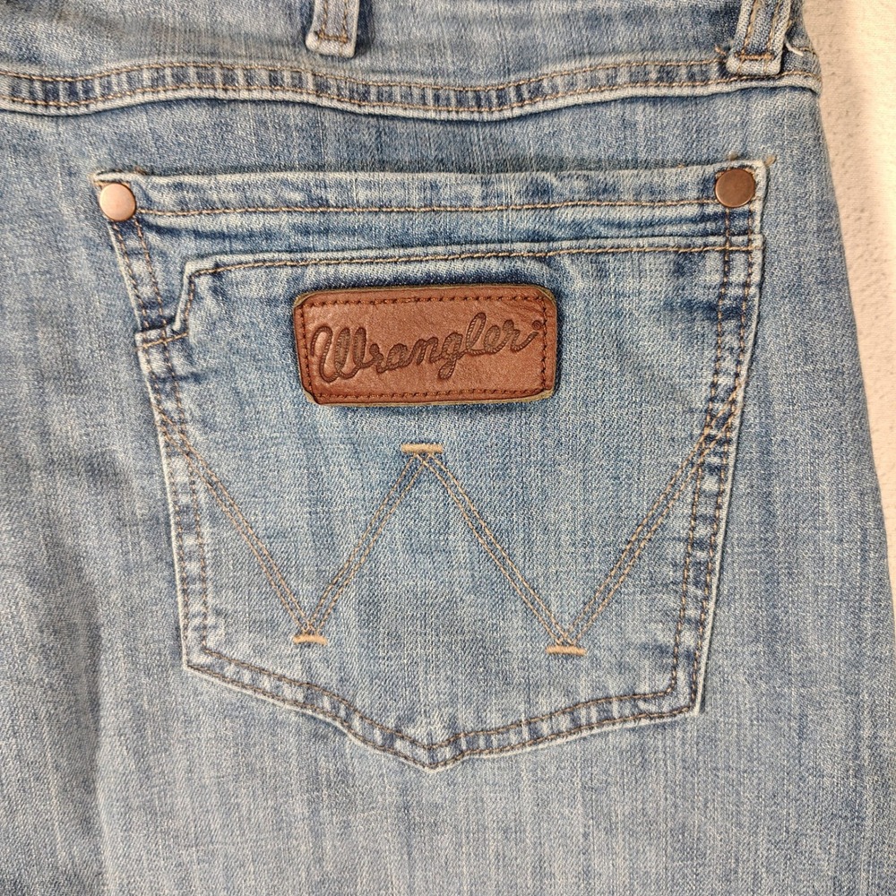 Wrangler Retro Jeans Mens 34x35 Medium Wash Slim Straight Faded 1088MWZJK - Picture 9 of 13
